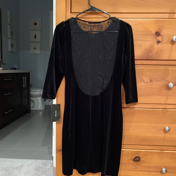 Zara Black Velvet Dress with Lace Back NEW NWT - Picture 2 of 8